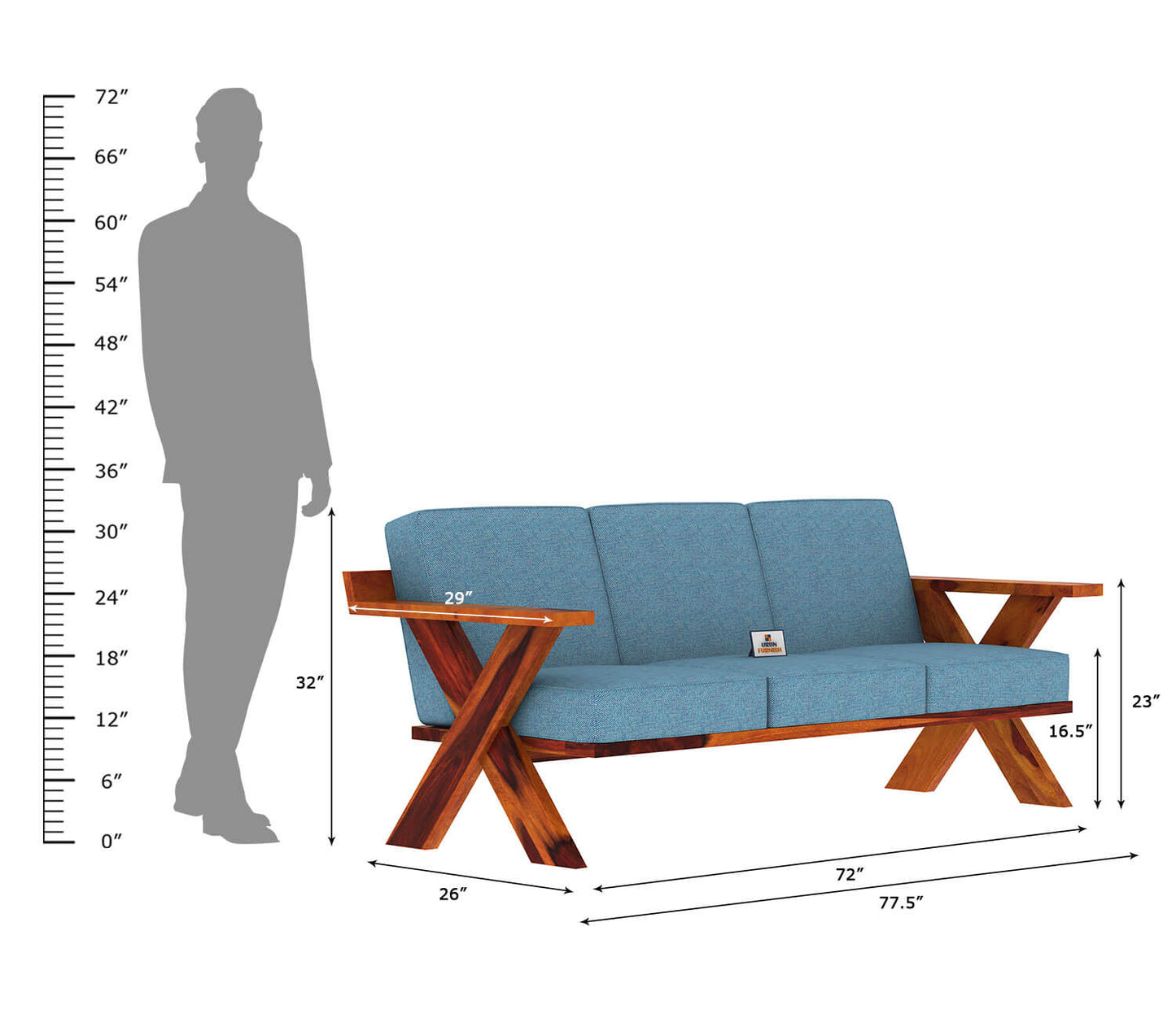 Lewis Wooden 3+1+1 Sofa Set - Urbnfurnish
