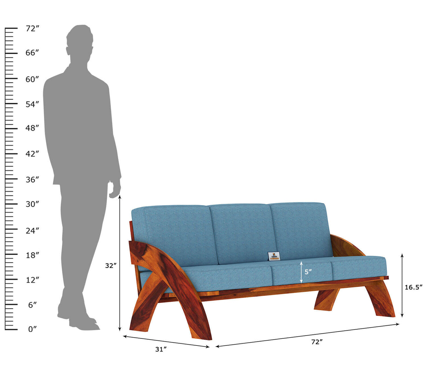 Smith Wooden 3+1+1 Sofa Set - Urbnfurnish