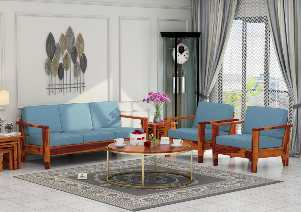 Morrison Wooden 3+1+1 Sofa Set - Urbnfurnish