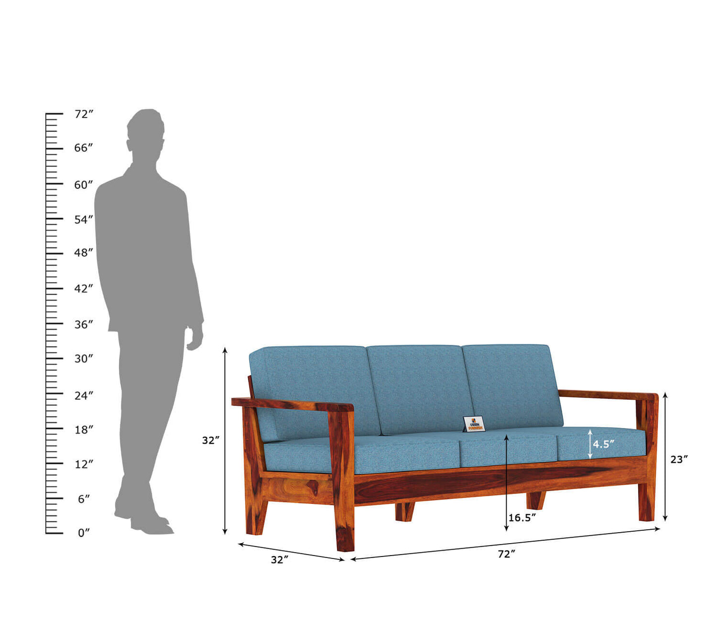 Morrison Wooden 3+1+1 Sofa Set - Urbnfurnish