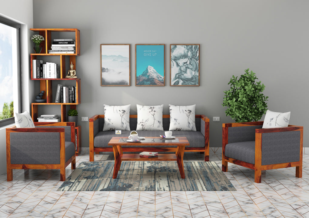Dallas Wooden 3+1+1 Sofa Set - Urbnfurnish
