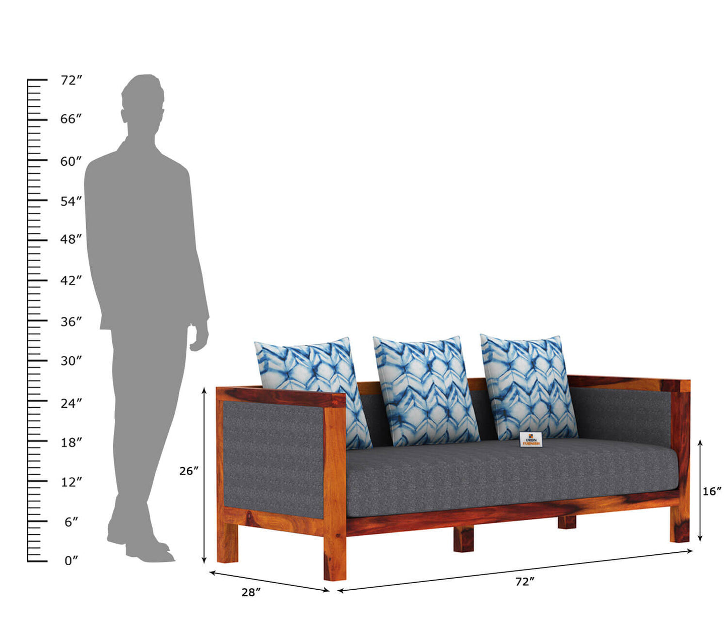 Dallas Wooden 3+1+1 Sofa Set - Urbnfurnish