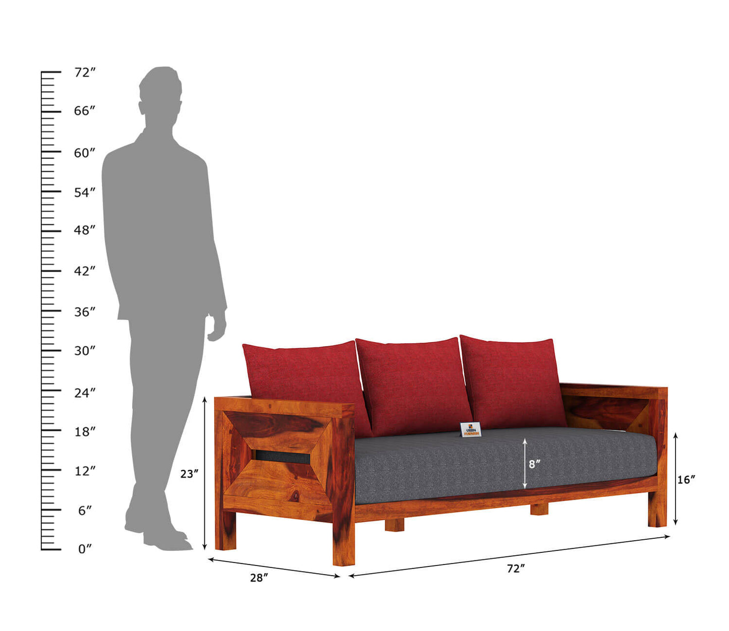 Stamford Wooden 3+1+1 Sofa Set - Urbnfurnish