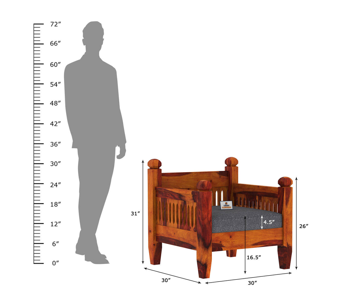 Ruby Wooden 3+1+1 Sofa Set - Urbnfurnish