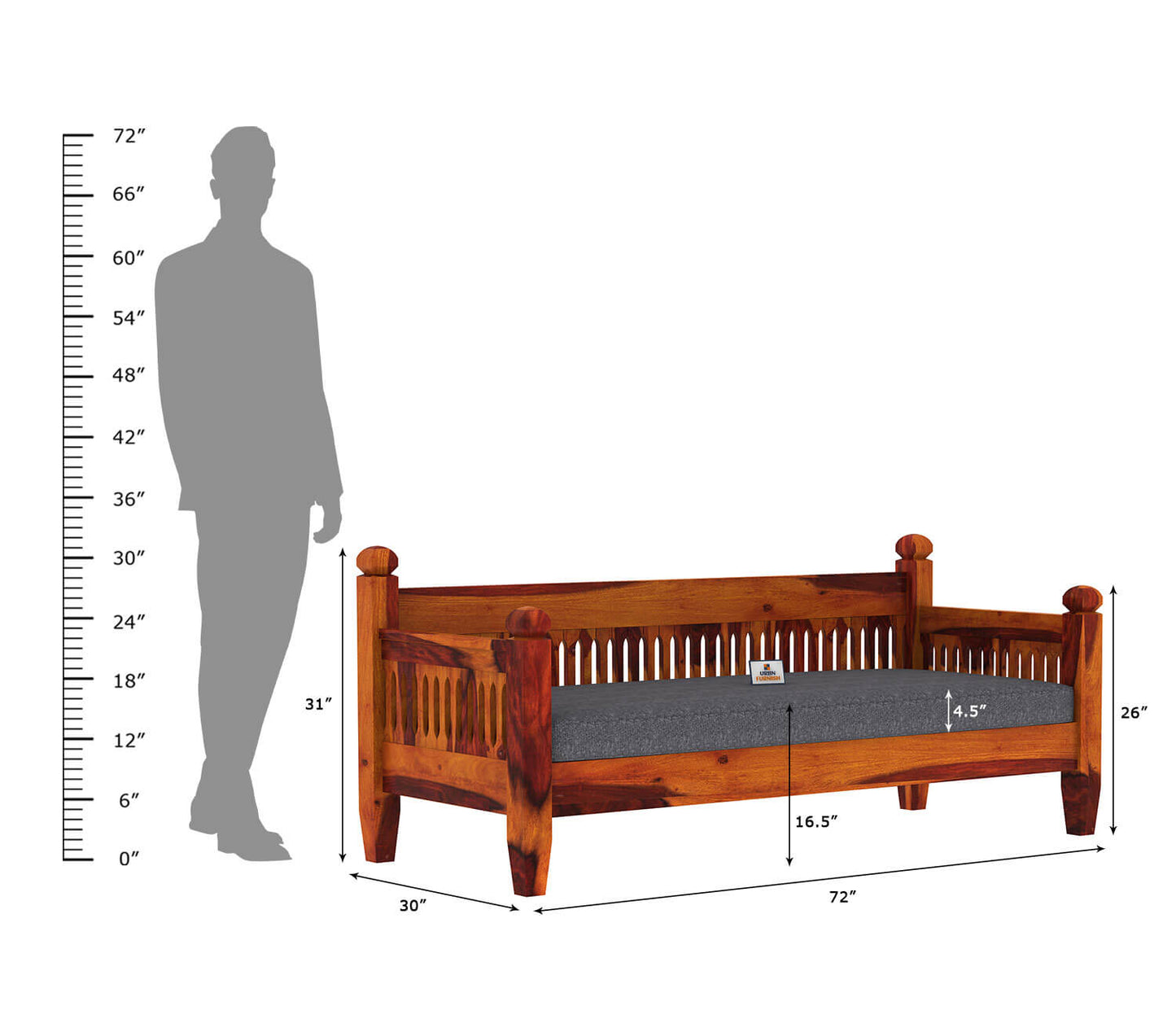 Ruby Wooden 3+1+1 Sofa Set - Urbnfurnish