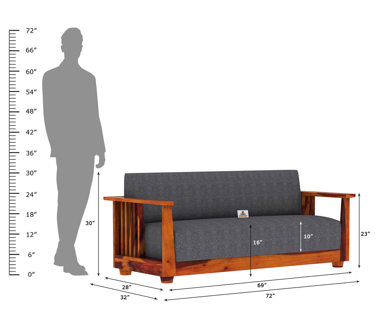 Olson Wooden 3+1+1 Sofa Set - Urbnfurnish