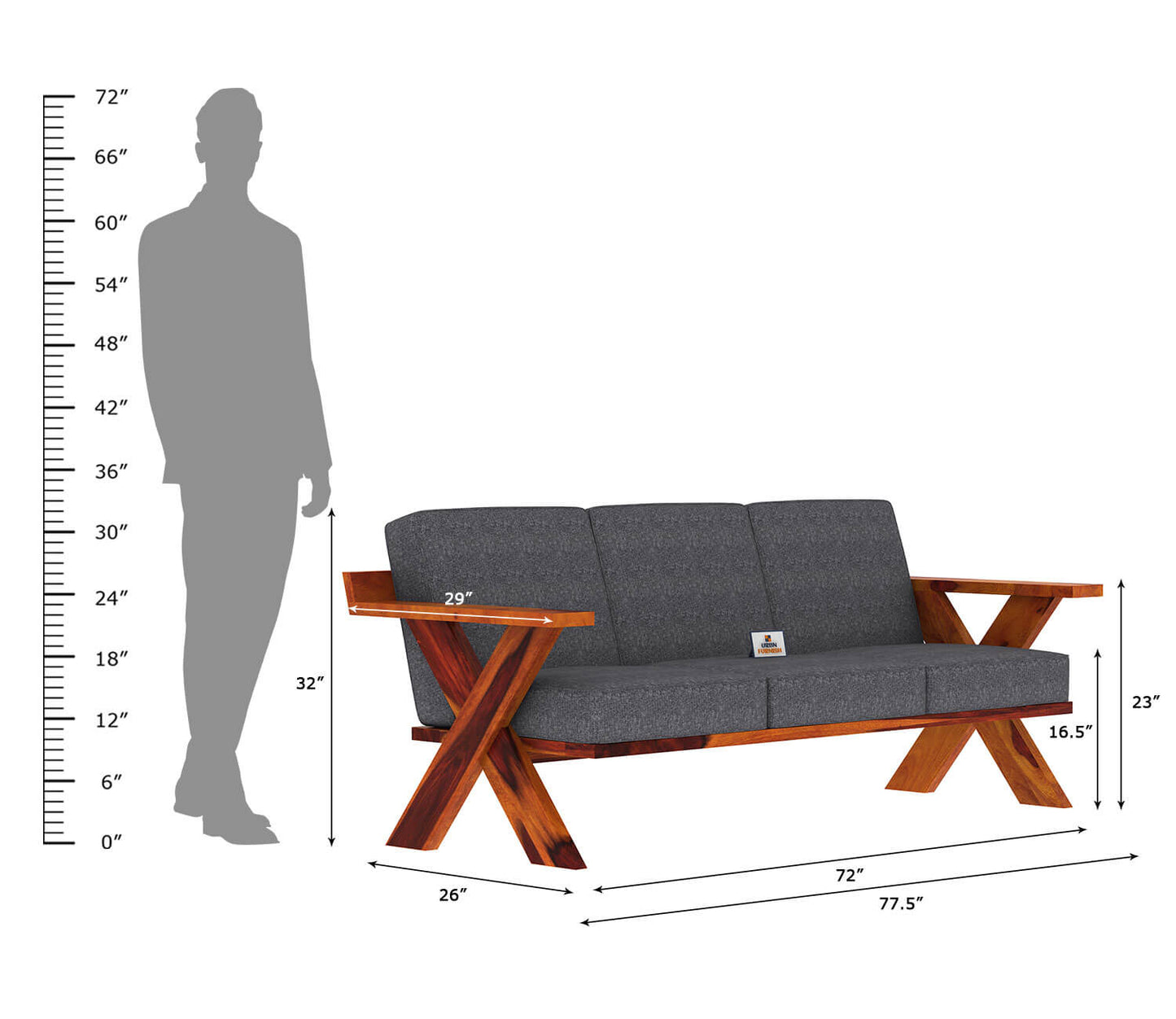 Lewis Wooden 3+1+1 Sofa Set - Urbnfurnish