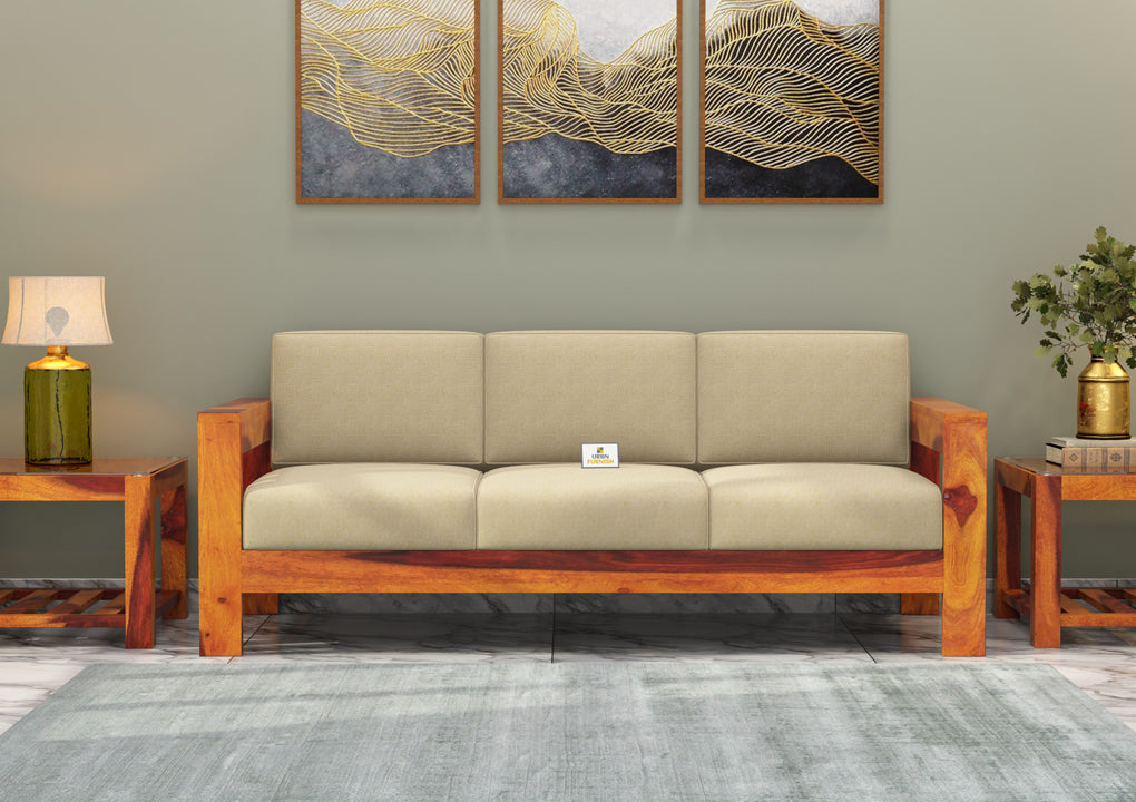 Carlotta With Side Magazine Wooden 3+1+1 Sofa Set - Urbnfurnish