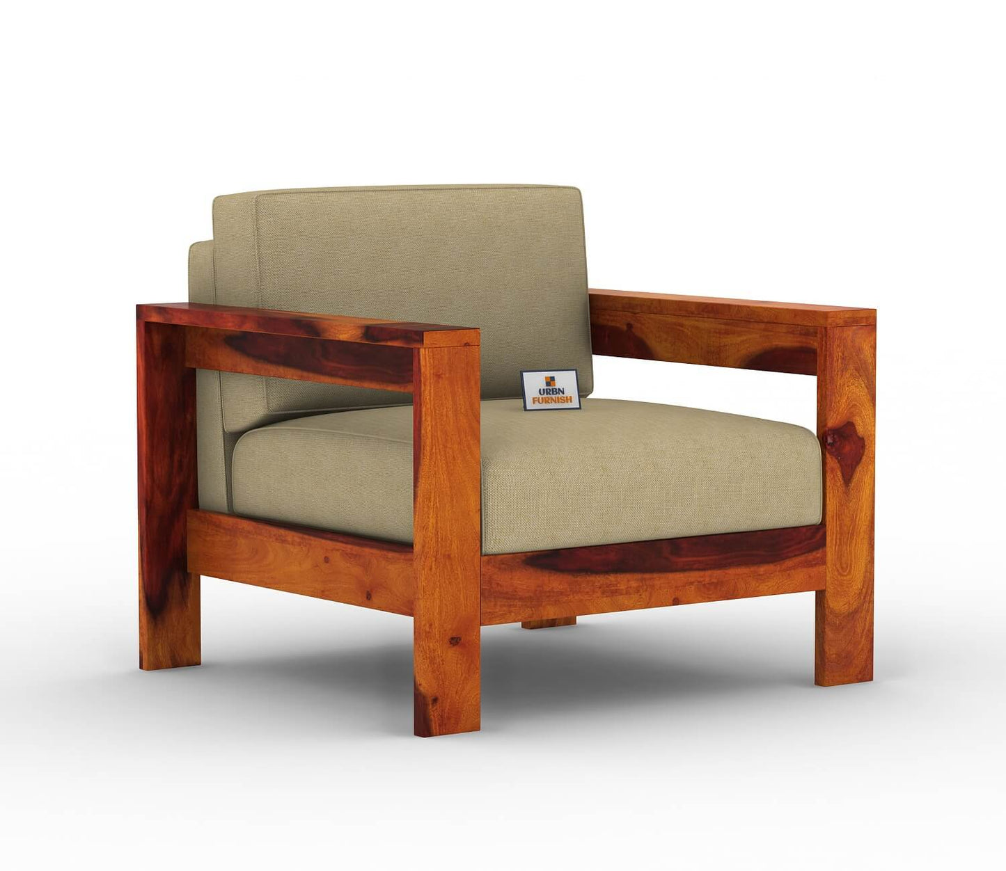 Carlotta With Side Magazine Wooden 3+1+1 Sofa Set - Urbnfurnish