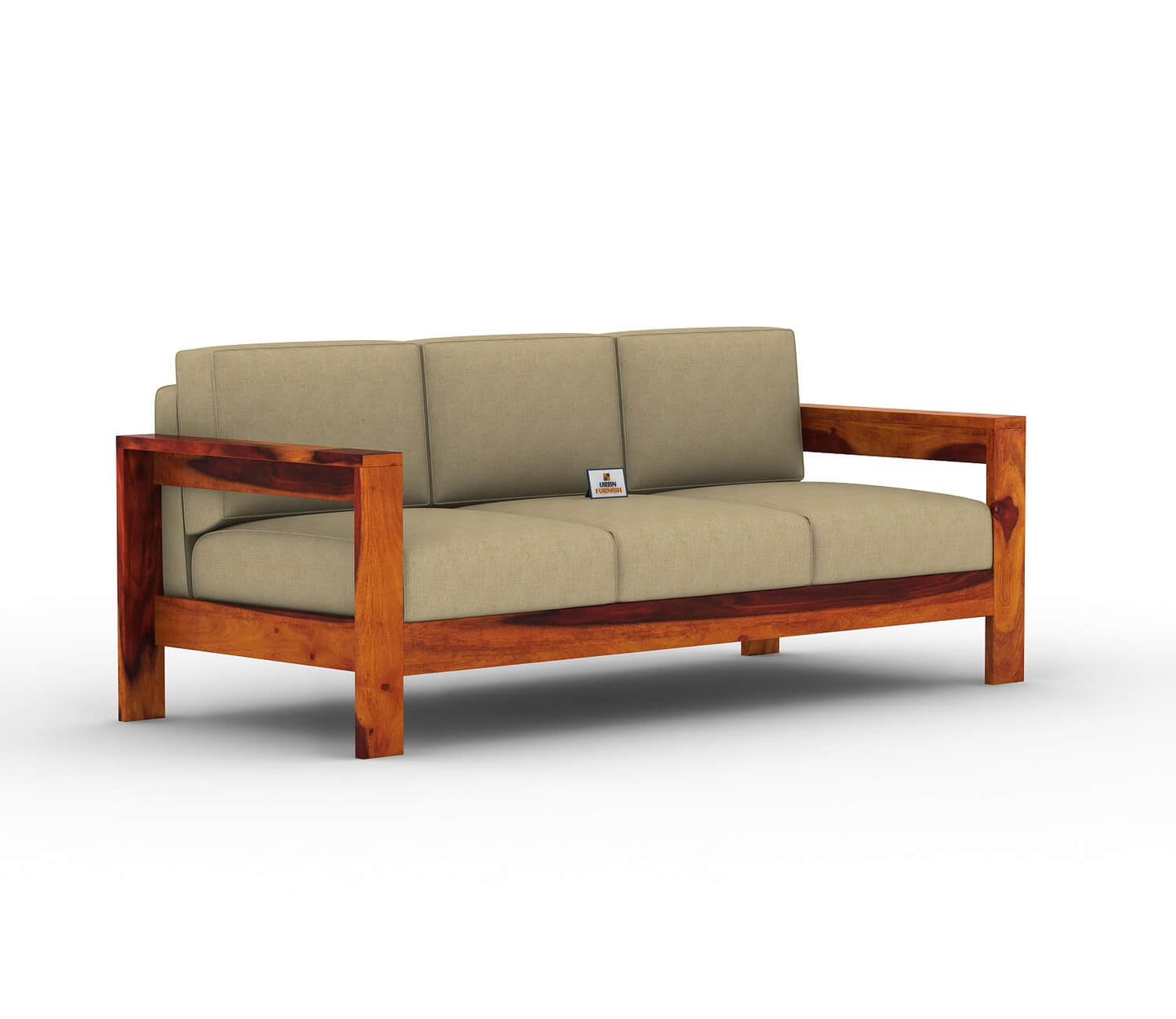 Carlotta With Side Magazine Wooden 3+1+1 Sofa Set - Urbnfurnish