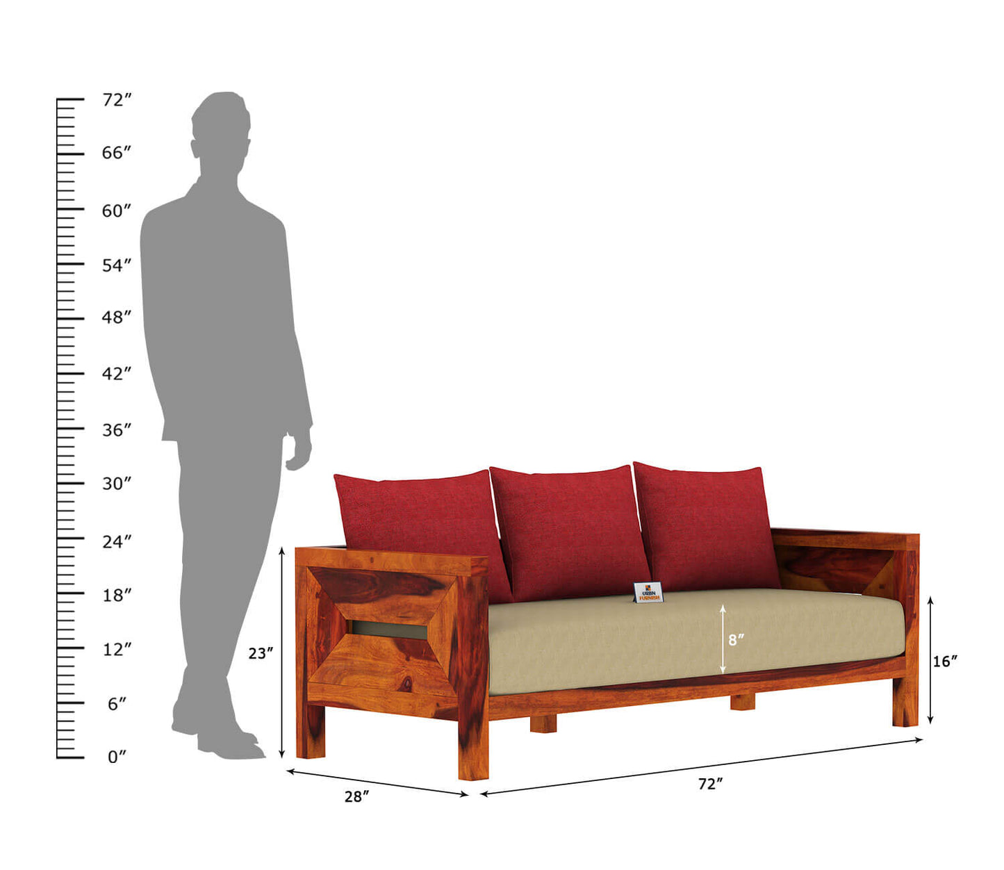 Stamford Wooden 3+1+1 Sofa Set - Urbnfurnish