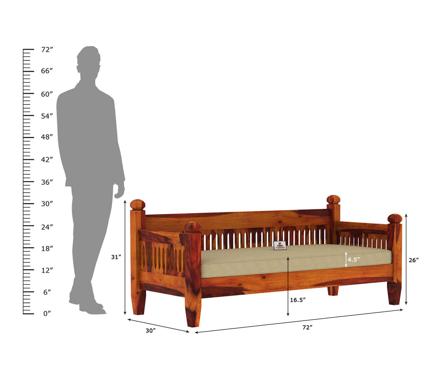Ruby Wooden 3+1+1 Sofa Set - Urbnfurnish