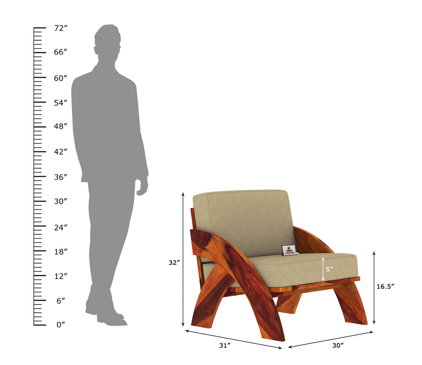 Smith Wooden 3+1+1 Sofa Set - Urbnfurnish