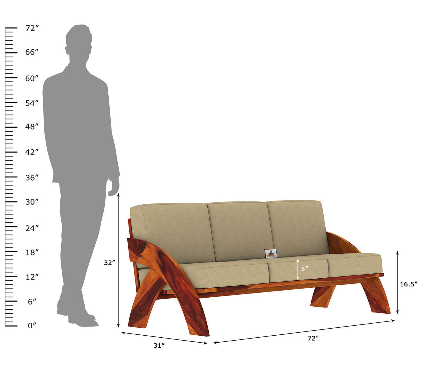 Smith Wooden 3+1+1 Sofa Set - Urbnfurnish