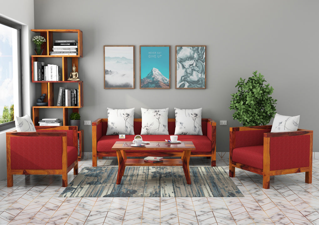 Dallas Wooden 3+1+1 Sofa Set - Urbnfurnish