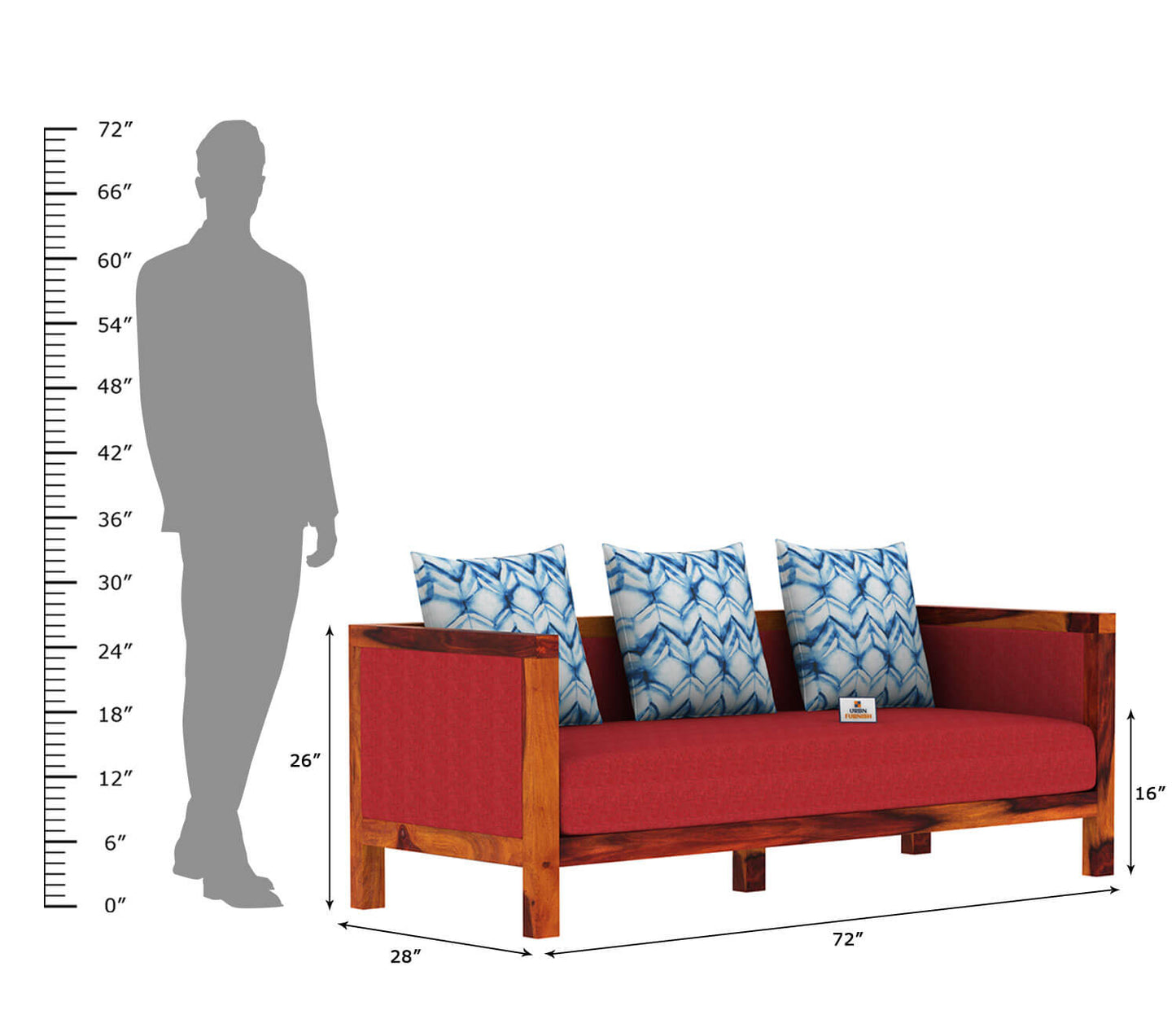 Dallas Wooden 3+1+1 Sofa Set - Urbnfurnish