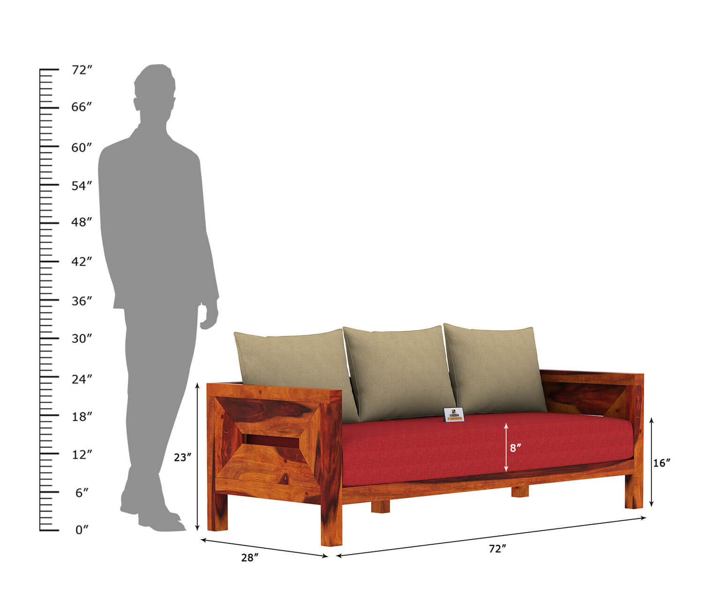 Stamford Wooden 3+1+1 Sofa Set - Urbnfurnish