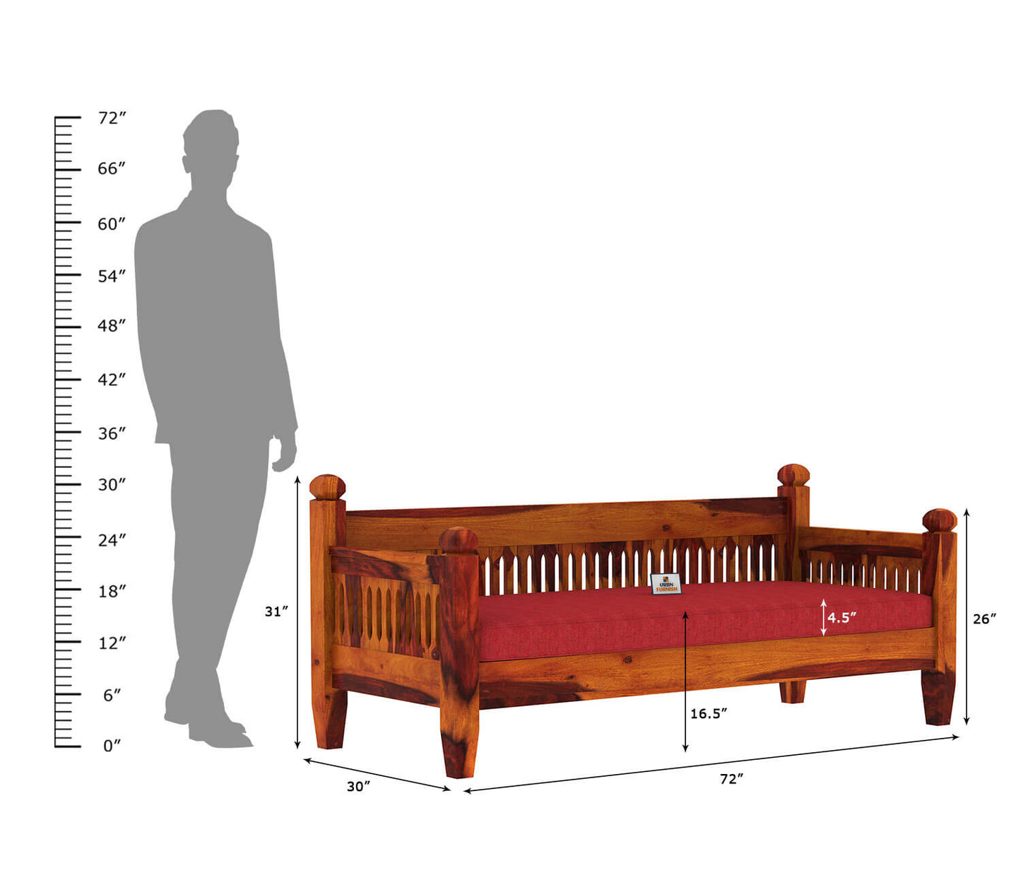 Ruby Wooden 3+1+1 Sofa Set - Urbnfurnish