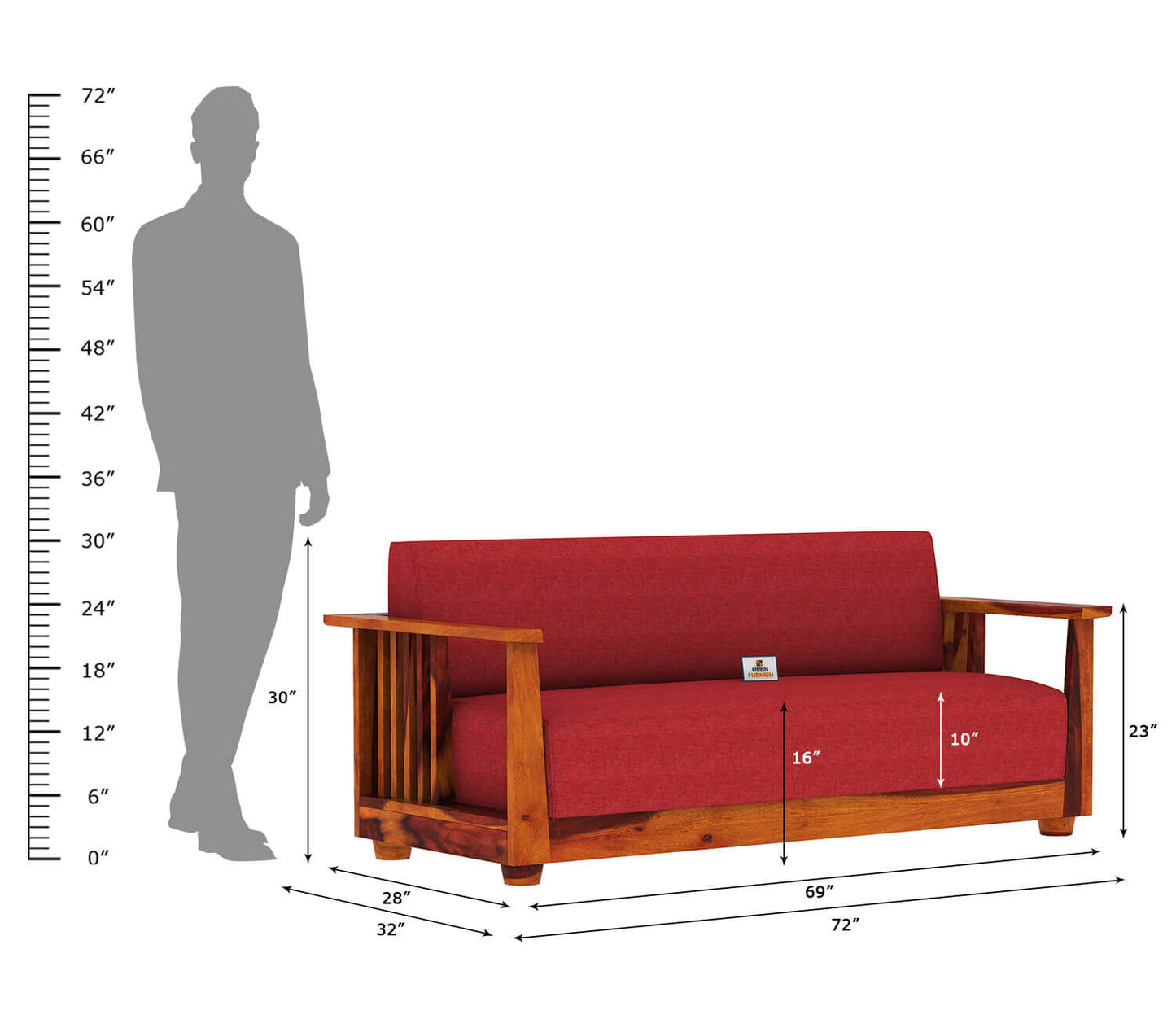 Olson Wooden 3+1+1 Sofa Set - Urbnfurnish
