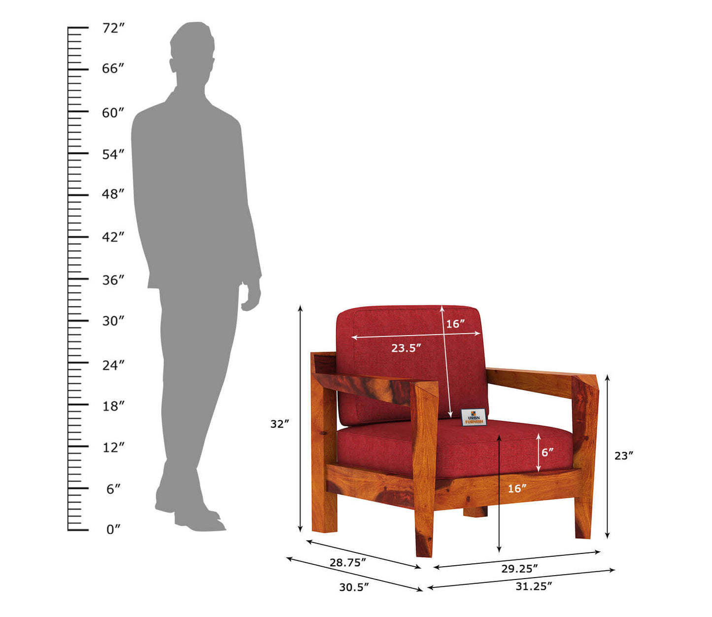 Hampton Wooden 3+1+1 Sofa Set - Urbnfurnish