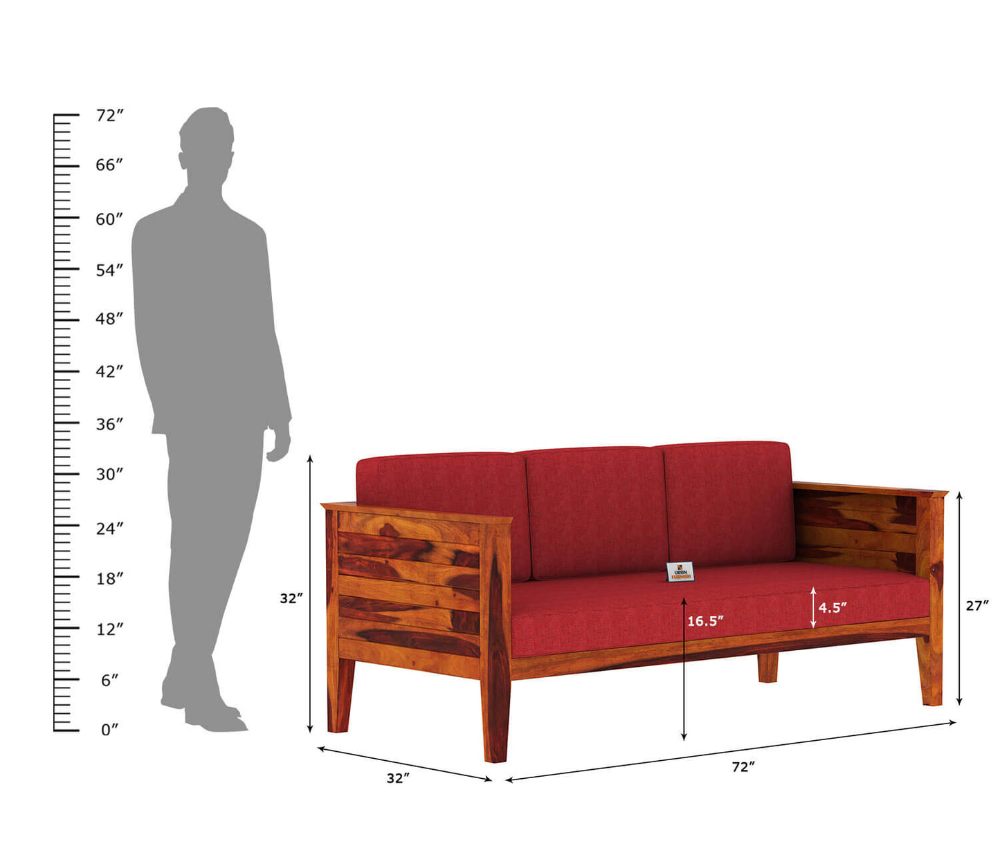 Venice Wooden 3+1+1 Sofa Set - Urbnfurnish