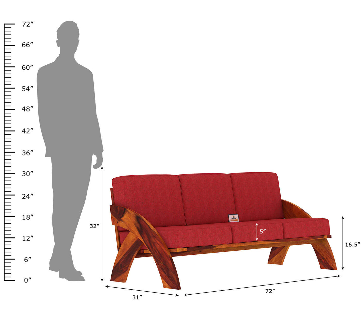 Smith Wooden 3+1+1 Sofa Set - Urbnfurnish