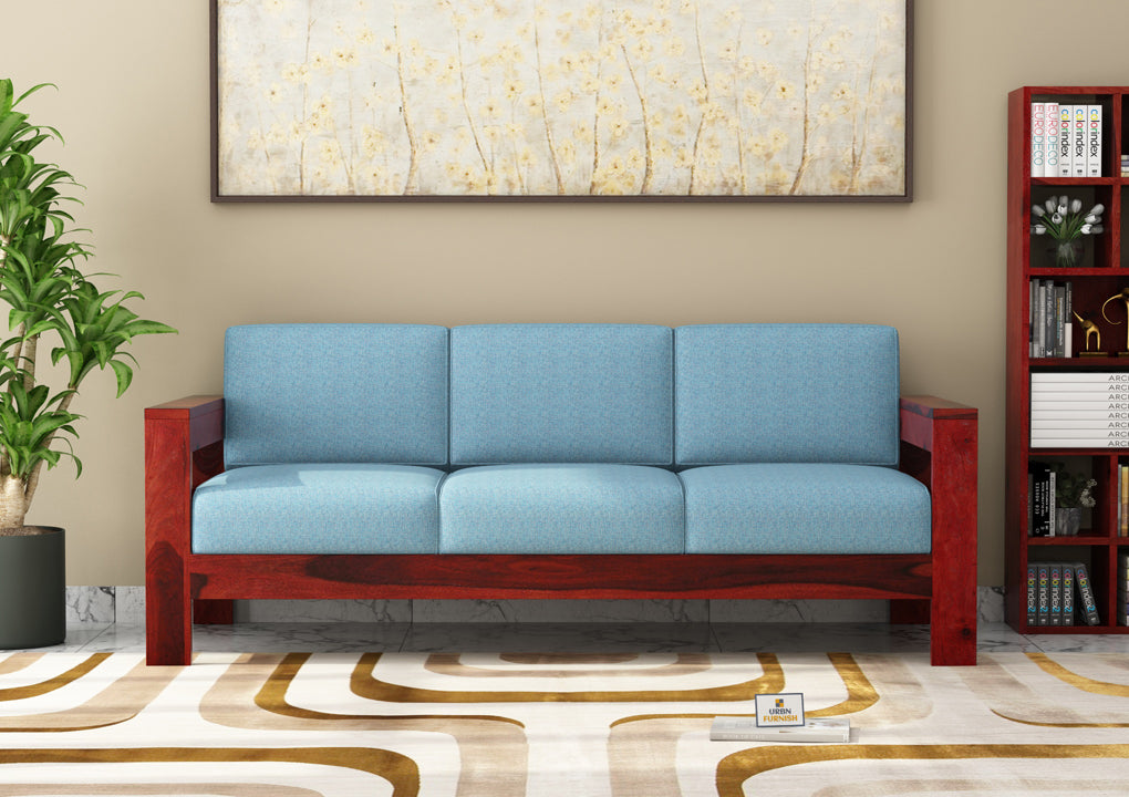 Carlotta With Side Magazine Wooden 3+1+1 Sofa Set - Urbnfurnish