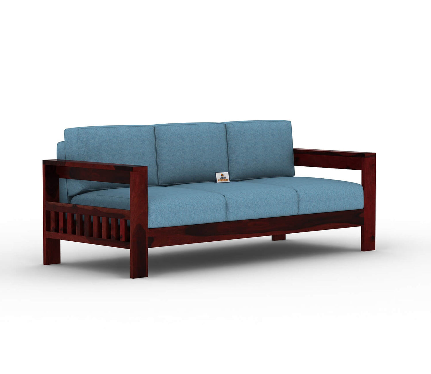 Carlotta With Side Magazine Wooden 3+1+1 Sofa Set - Urbnfurnish