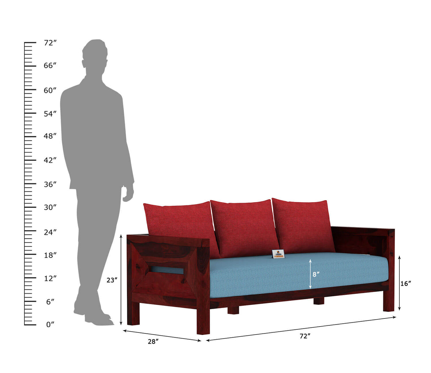 Stamford Wooden 3+1+1 Sofa Set - Urbnfurnish