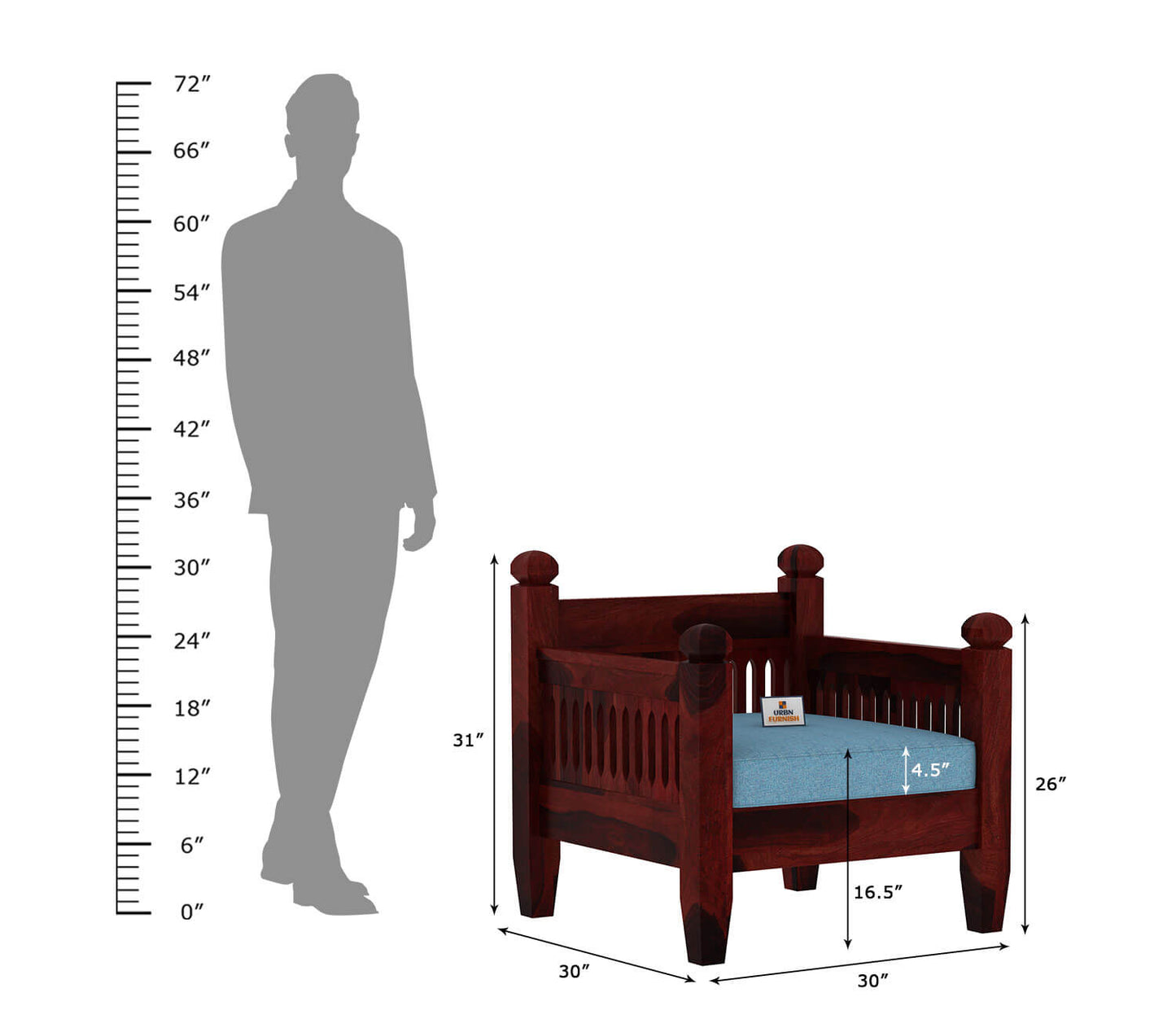 Ruby Wooden 3+1+1 Sofa Set - Urbnfurnish