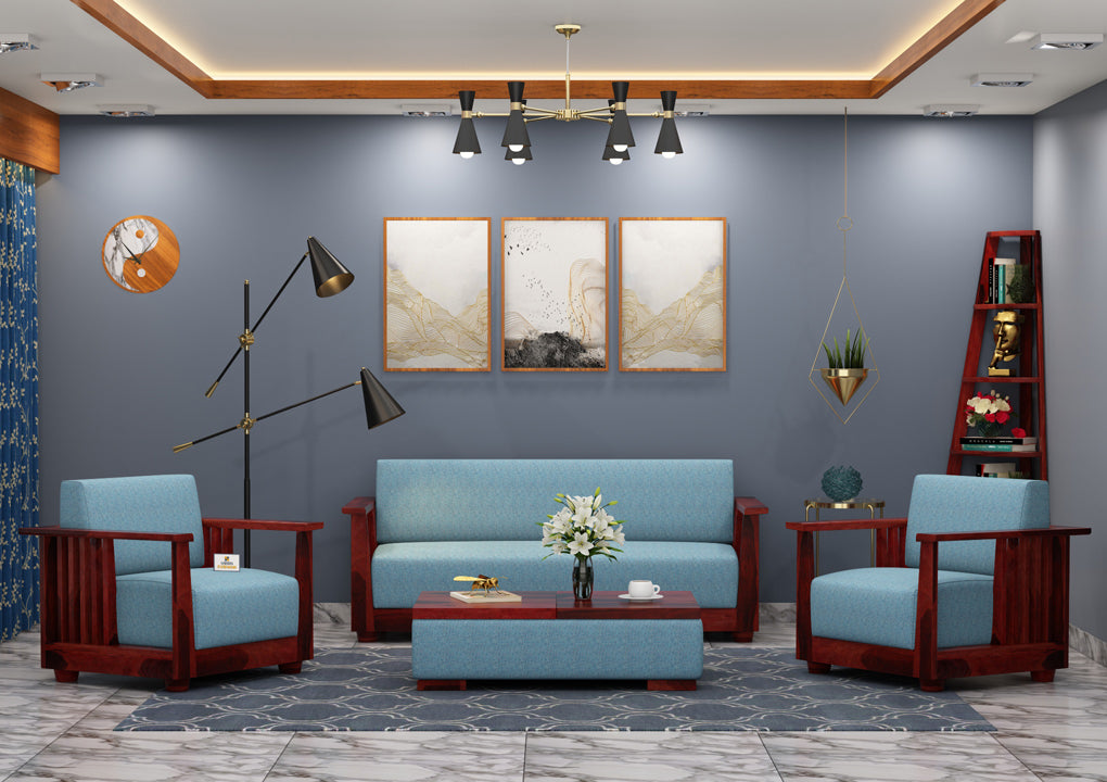 Olson Wooden 3+1+1 Sofa Set - Urbnfurnish