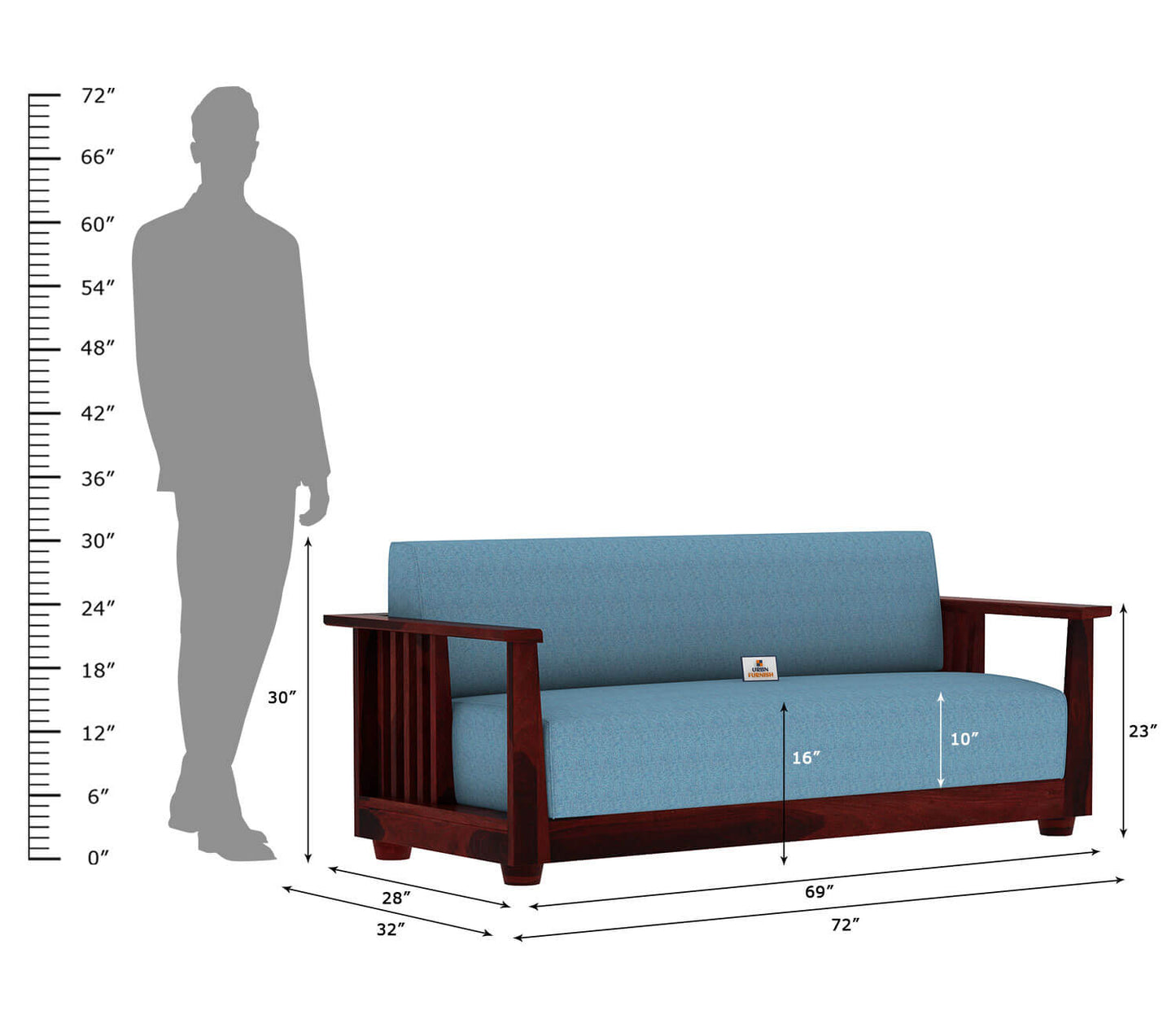 Olson Wooden 3+1+1 Sofa Set - Urbnfurnish