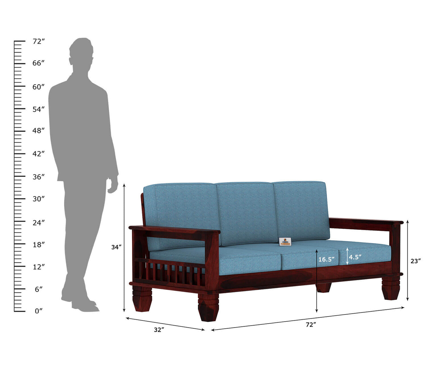 Angelic Wooden 3+1+1 Sofa Set - Urbnfurnish