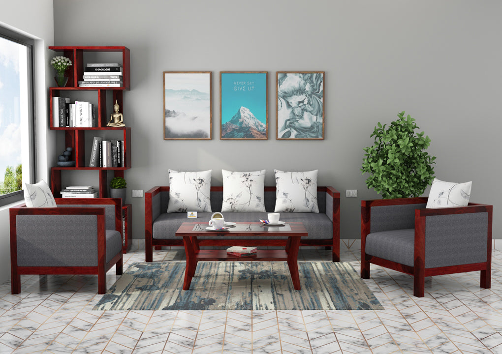 Dallas Wooden 3+1+1 Sofa Set - Urbnfurnish