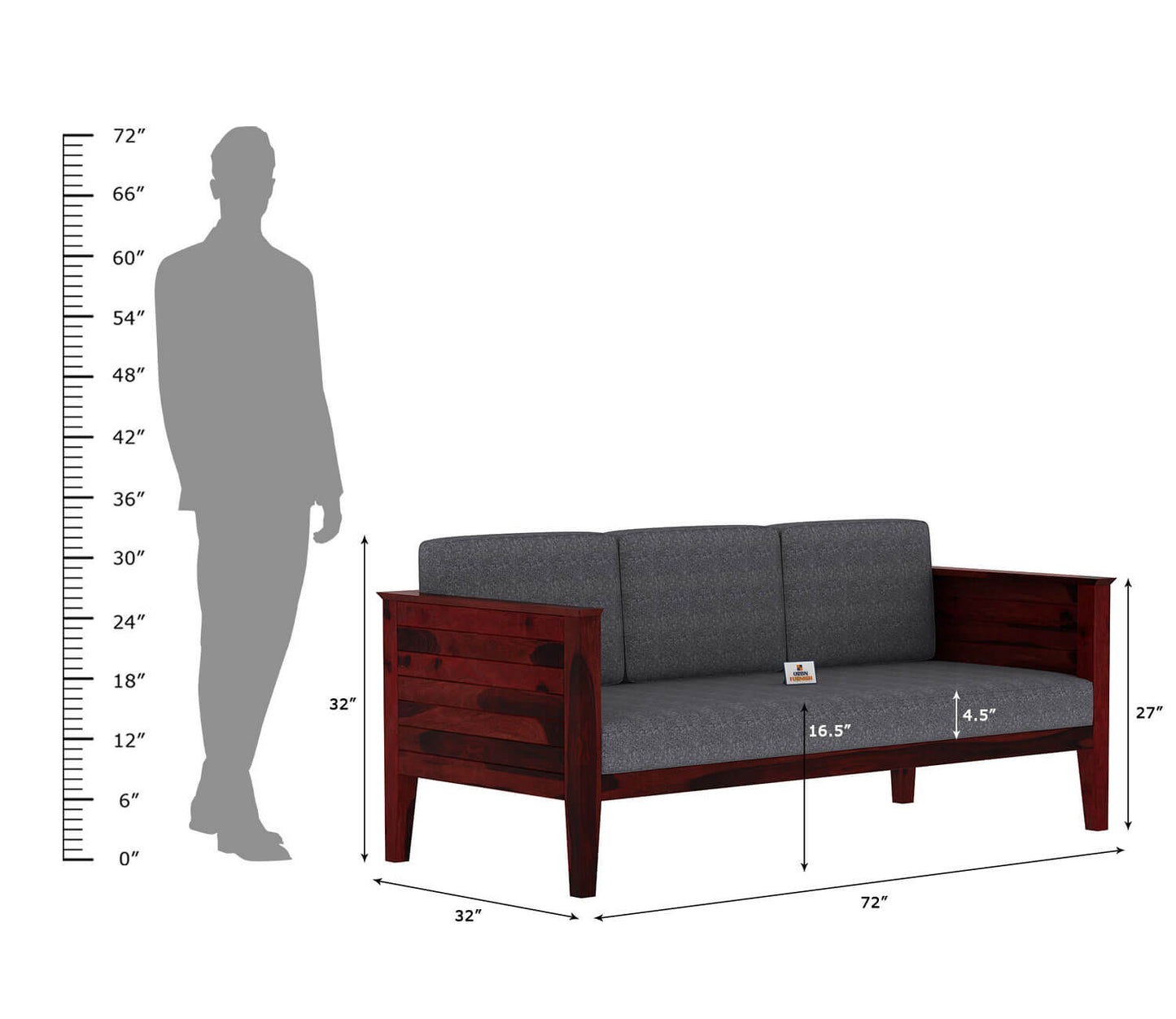 Venice Wooden 3+1+1 Sofa Set - Urbnfurnish