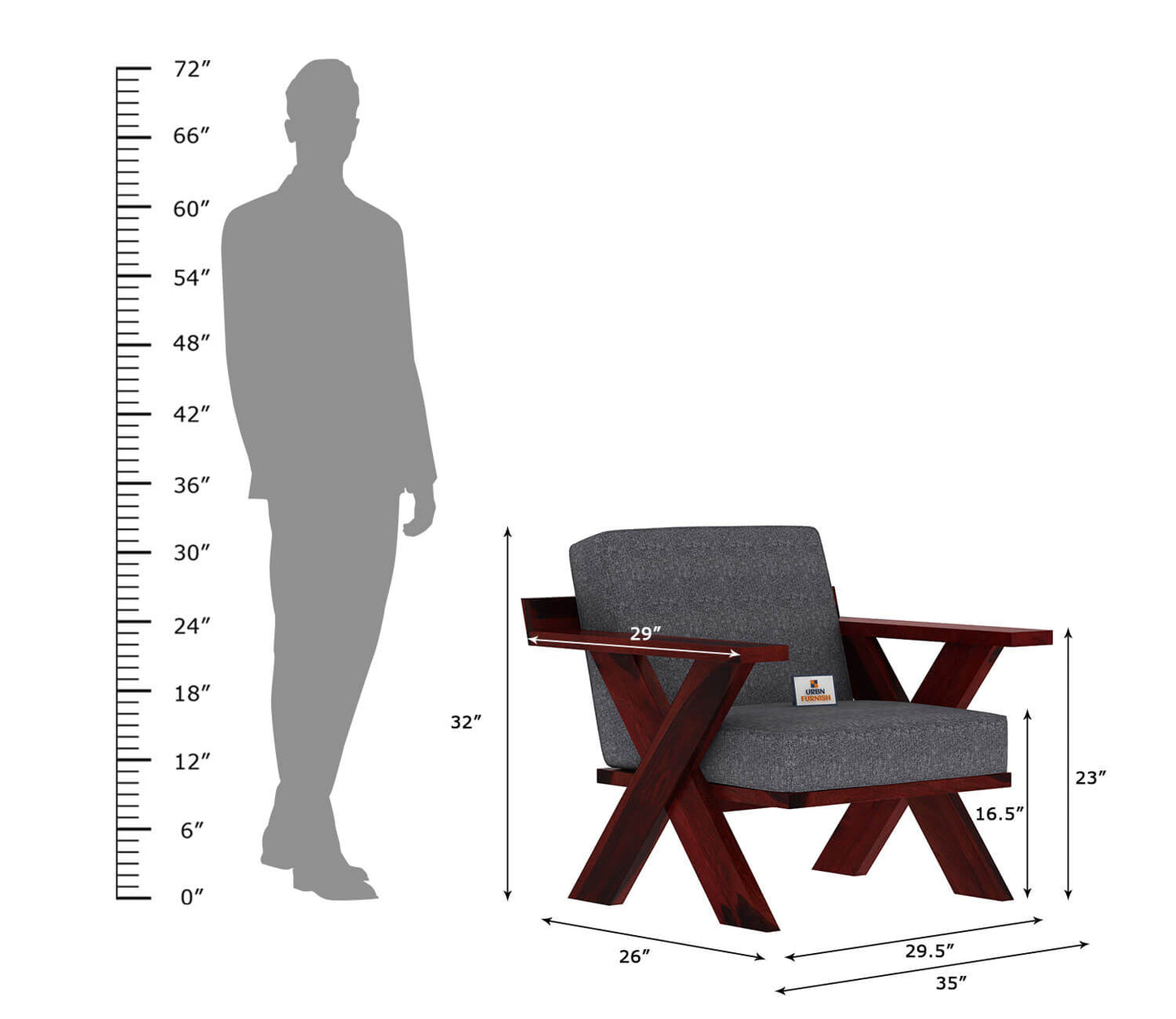 Lewis Wooden 3+1+1 Sofa Set - Urbnfurnish