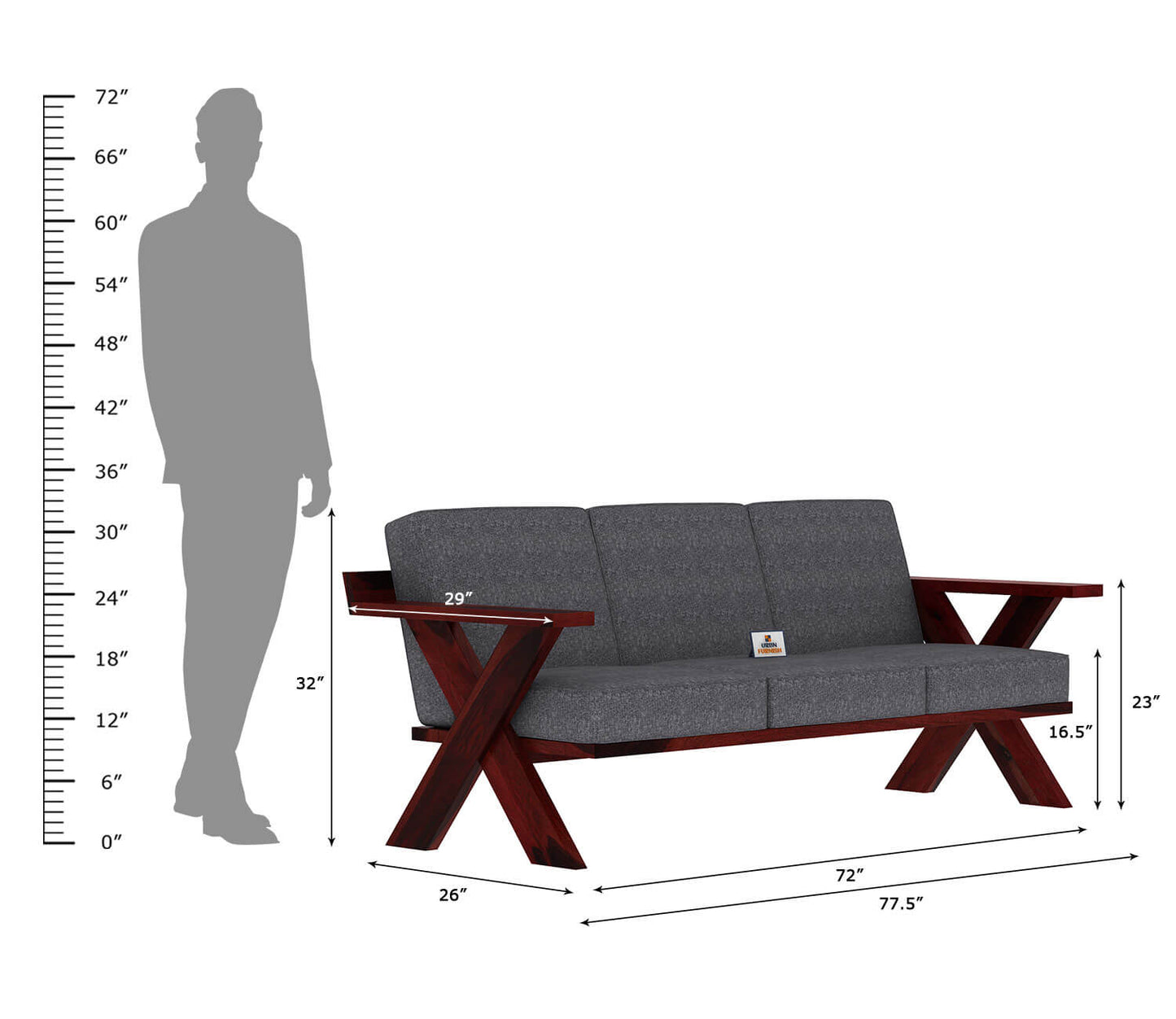 Lewis Wooden 3+1+1 Sofa Set - Urbnfurnish