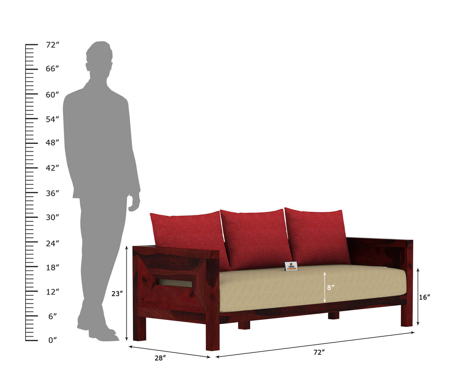 Stamford Wooden 3+1+1 Sofa Set - Urbnfurnish