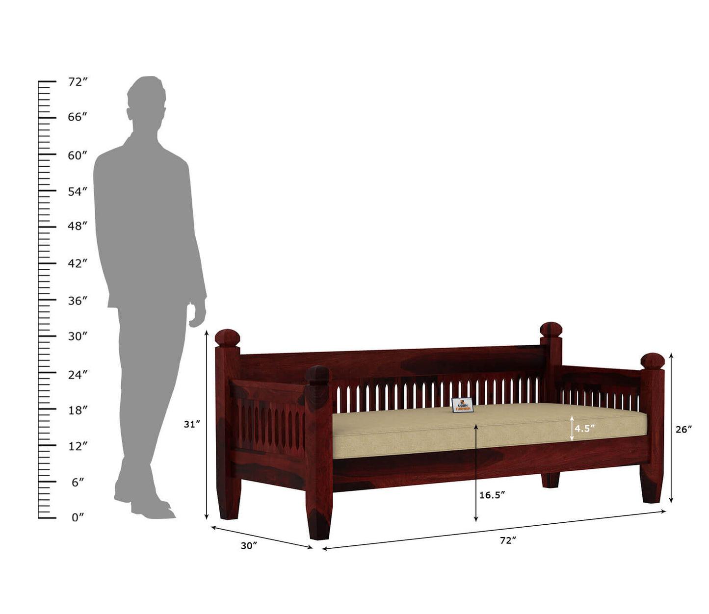 Ruby Wooden 3+1+1 Sofa Set - Urbnfurnish