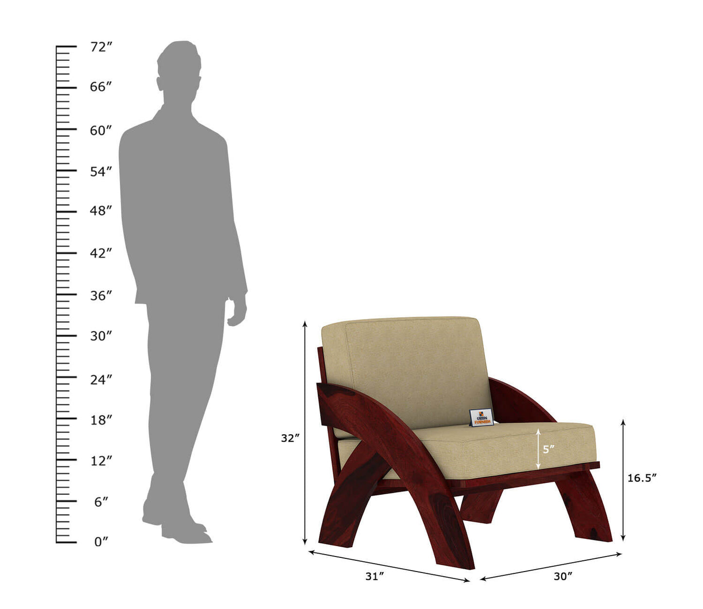 Smith Wooden 3+1+1 Sofa Set - Urbnfurnish