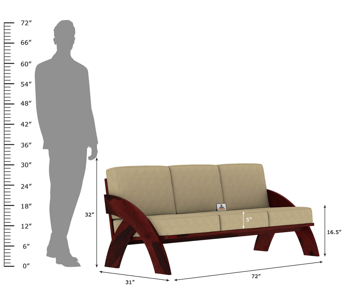 Smith Wooden 3+1+1 Sofa Set - Urbnfurnish