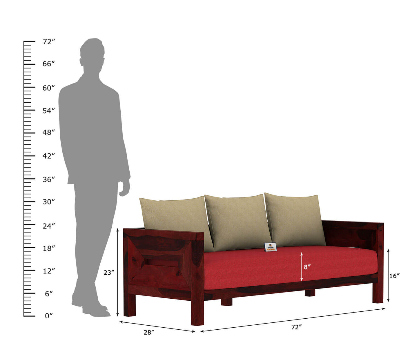 Stamford Wooden 3+1+1 Sofa Set - Urbnfurnish