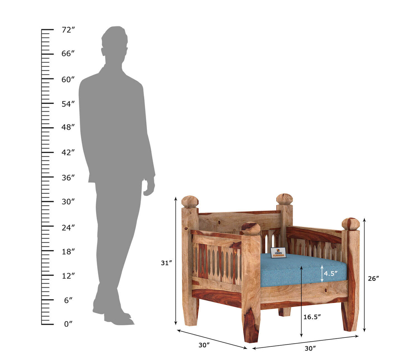 Ruby Wooden 3+1+1 Sofa Set - Urbnfurnish