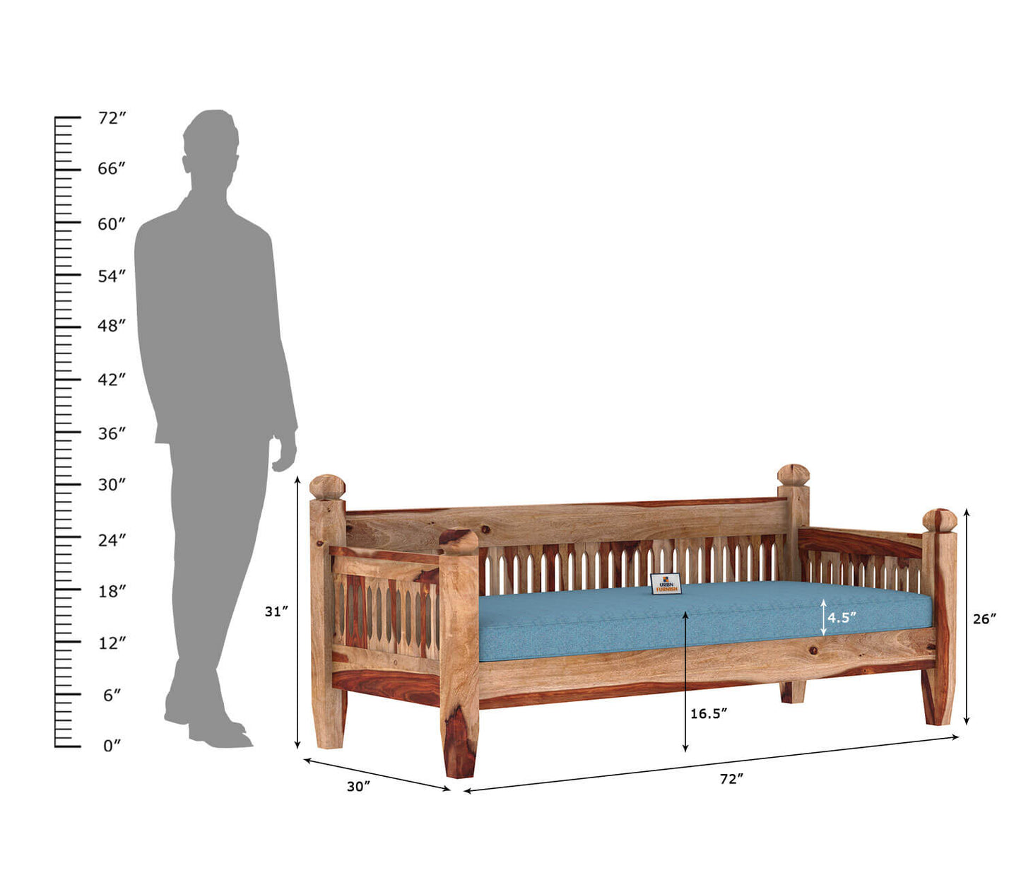 Ruby Wooden 3+1+1 Sofa Set - Urbnfurnish