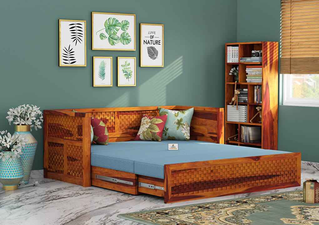 Utepils Wooden Sofa Cum Bed - Urbnfurnish