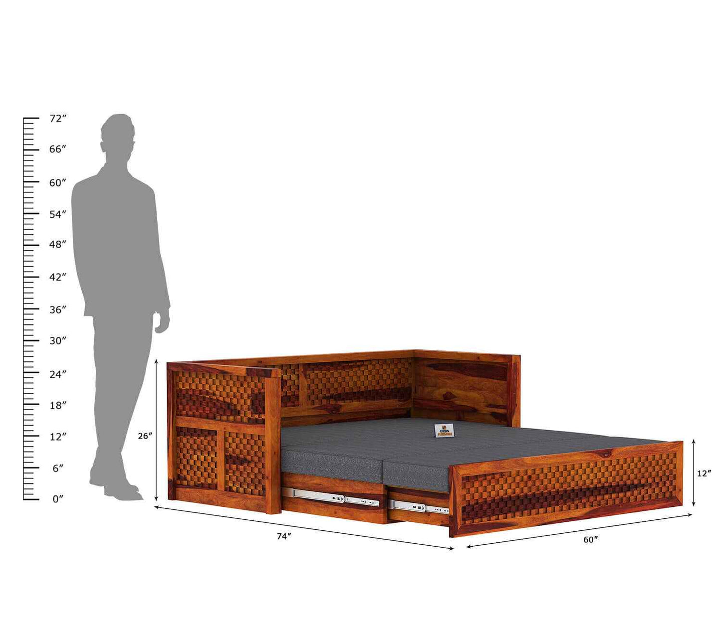 Utepils Wooden Sofa Cum Bed - Urbnfurnish