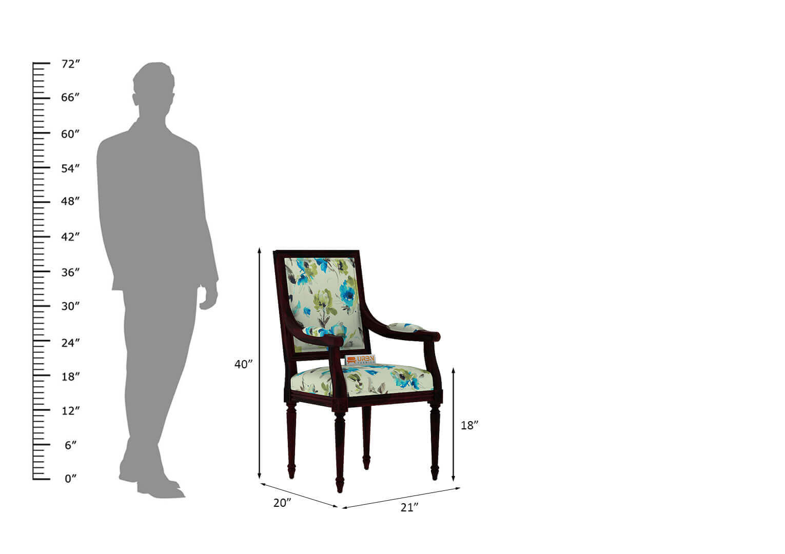 Adelvia Arm Chair (Printed Fabric) - Urbnfurnish
