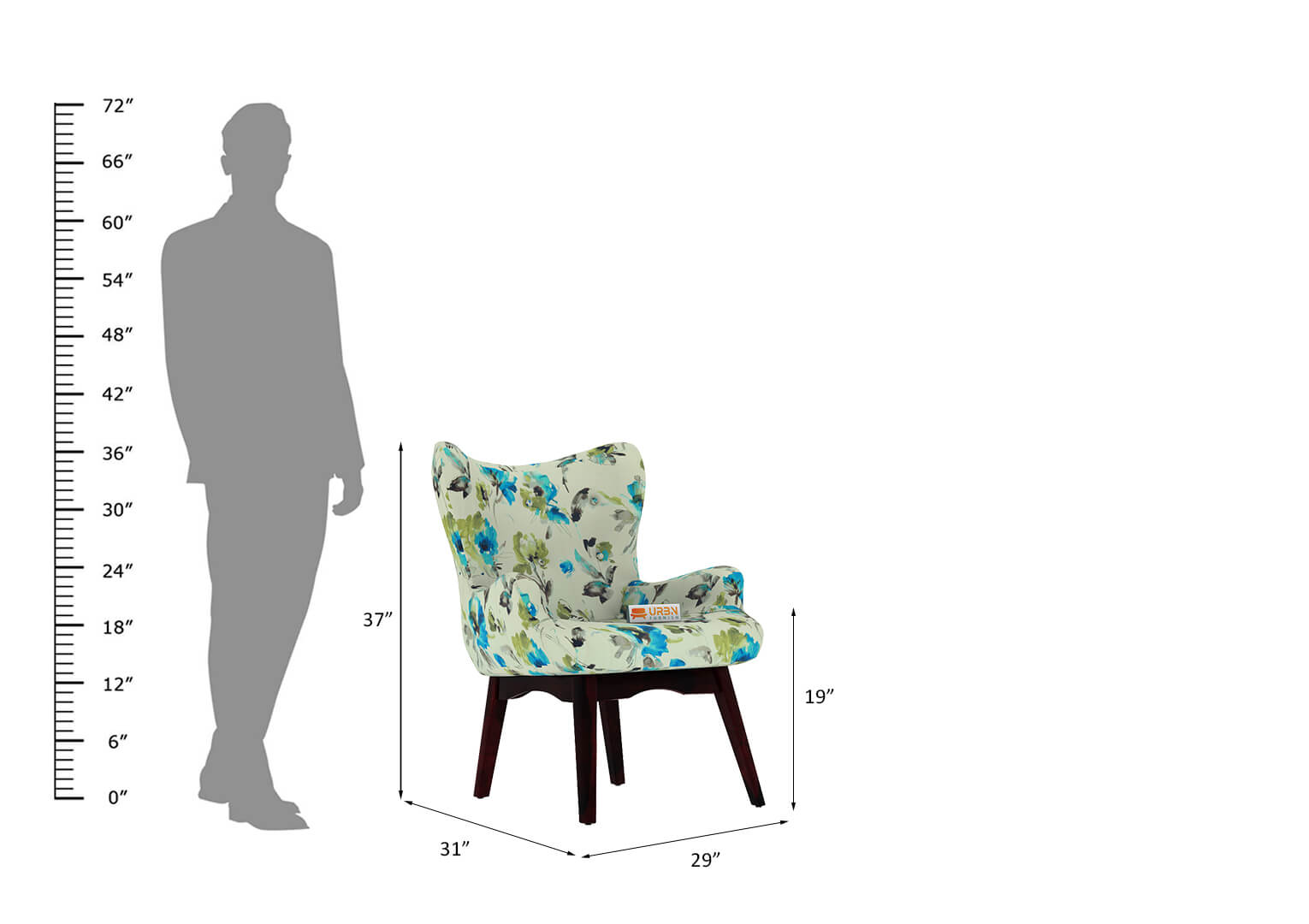Aira Lounge Chair (Printed Fabric) - Urbnfurnish