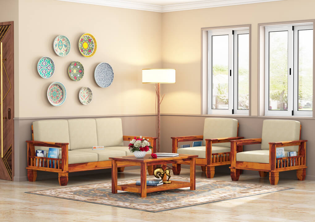Angelic Wooden 3+1+1 Sofa Set - Urbnfurnish