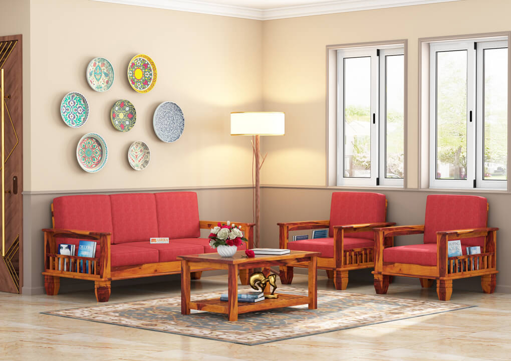 Angelic Wooden 3+1+1 Sofa Set - Urbnfurnish